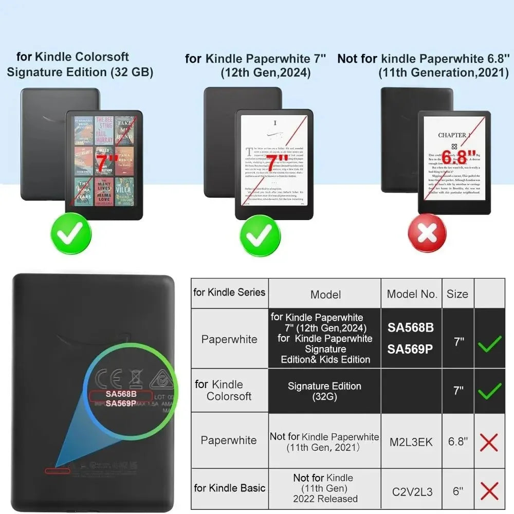 Smart Case For Kindle Paperwhite 12th Generation case 2024 Soft TPU Silicone Cover for Kindle Paperwhite 2024 7 inch (12th Gen)