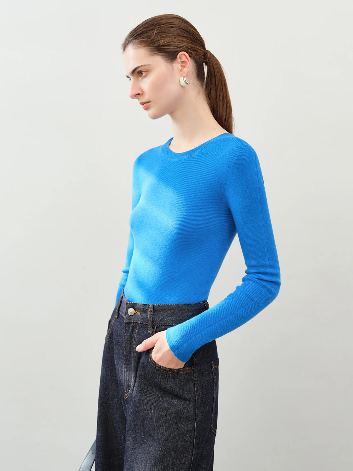 FSLE【Premium Series】German Biella Wool Autumn Super Fine Washable Seamless One-Piece Mock Neck Thermal Base Layer Shirt Women