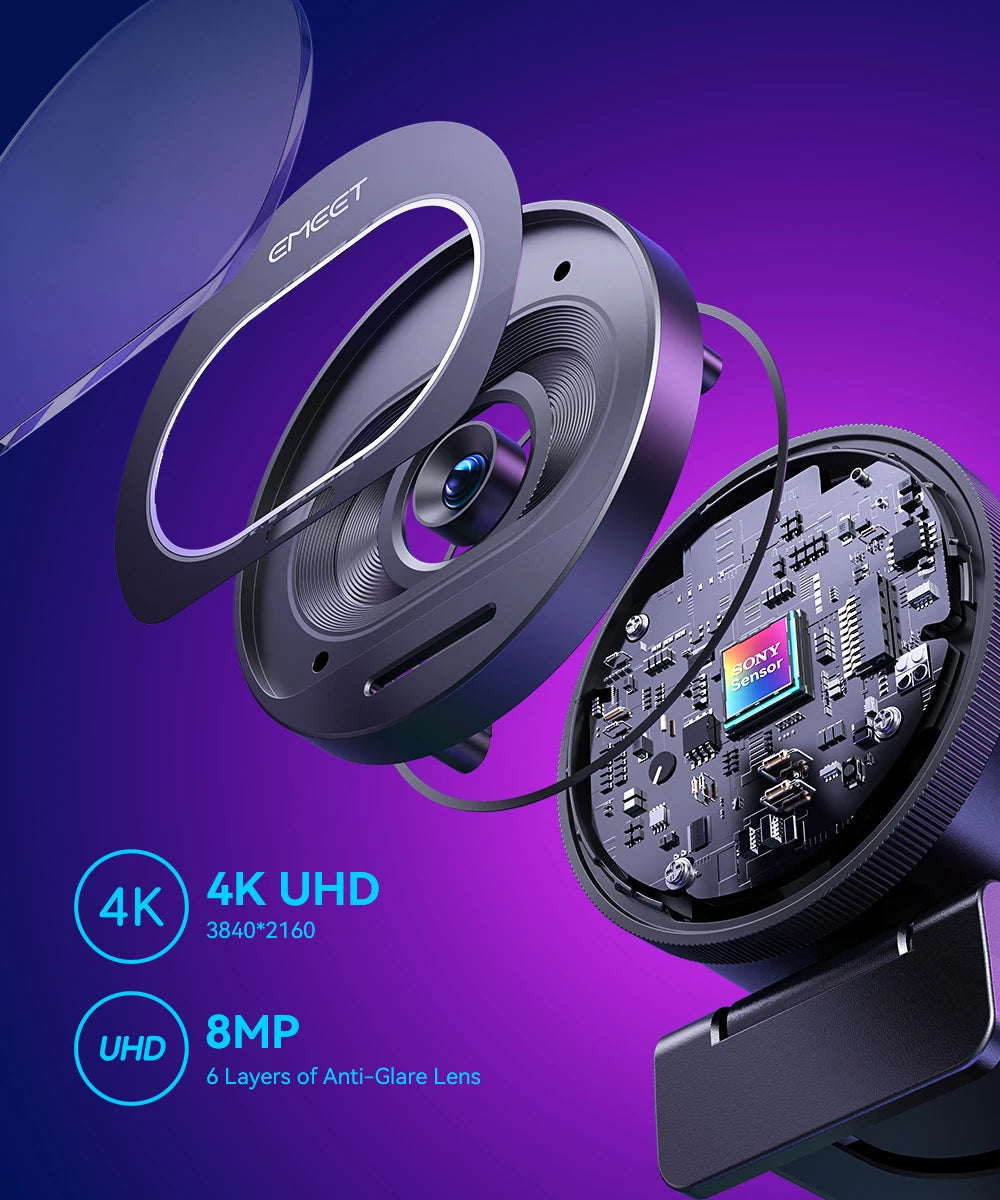 4K Webcam 1080P 60FPS Streaming Web Camera EMEET S600 Autofocus Living Stream Camera With Mics&Privacy Cover for Tiktok/YouTube