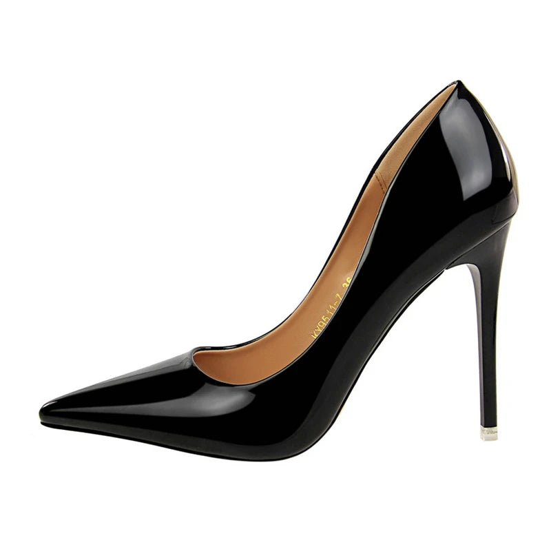 Women Patent Leather Pumps 7.5cm 10.5cm High Heels Lady Stiletto Low Heels Wedding Bridal Mteallic Silver Gold Sparkly Shoes