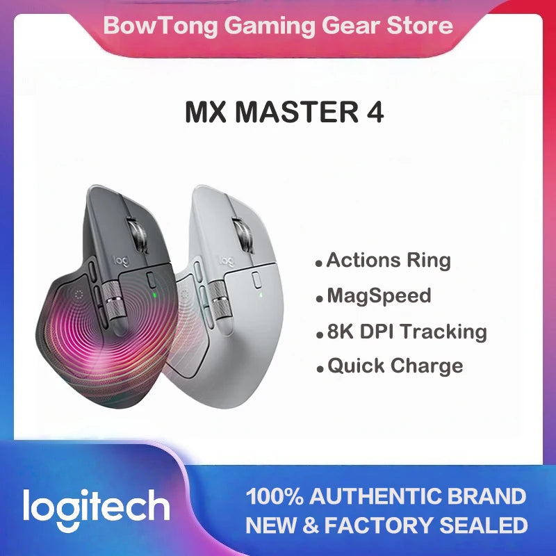 Logitech MX Master 4 Wireless Bluetooth Mouse, Silent Office Mouse, Upgraded Graphite Black w/ Wireless Receiver