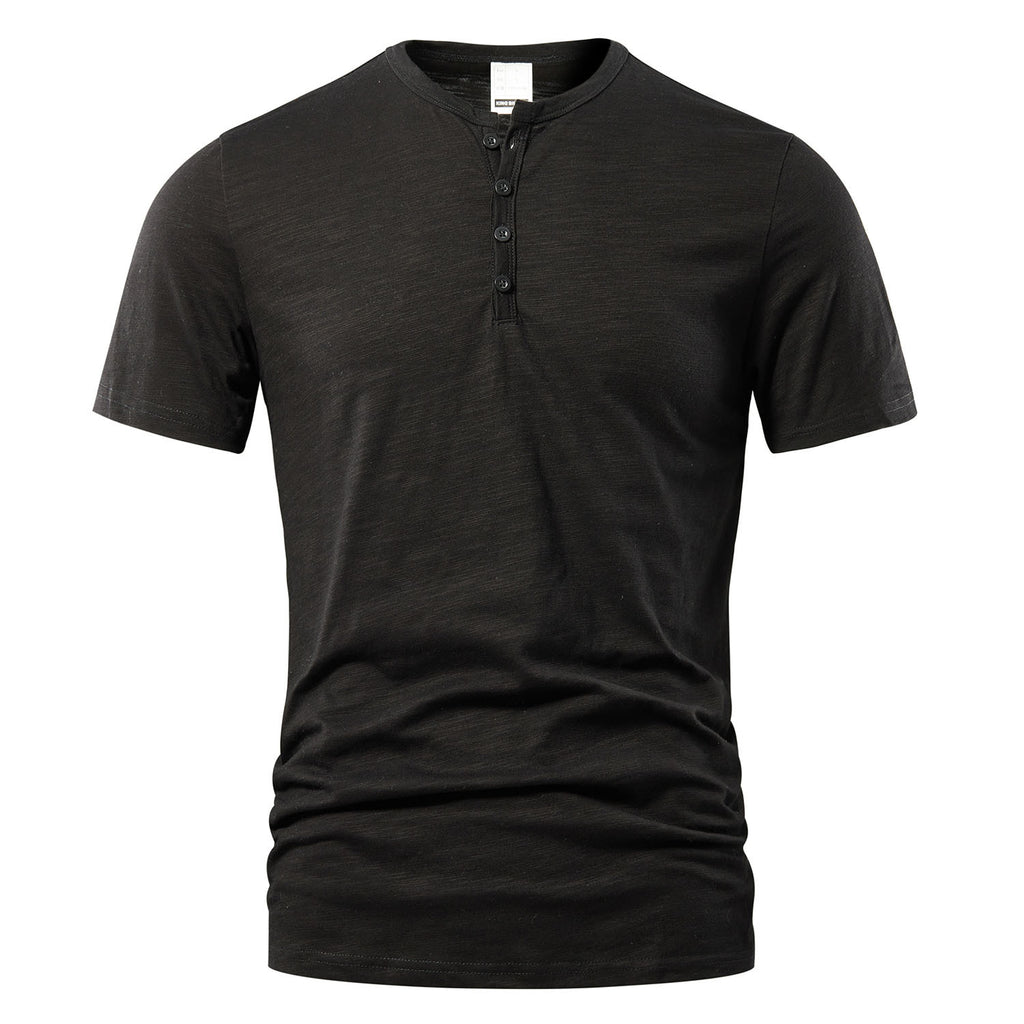 T Shirt Men Casual High Quality Summer Short Sleeve Henry neck Mens T Shirts Fashion Basic T-shirt Male