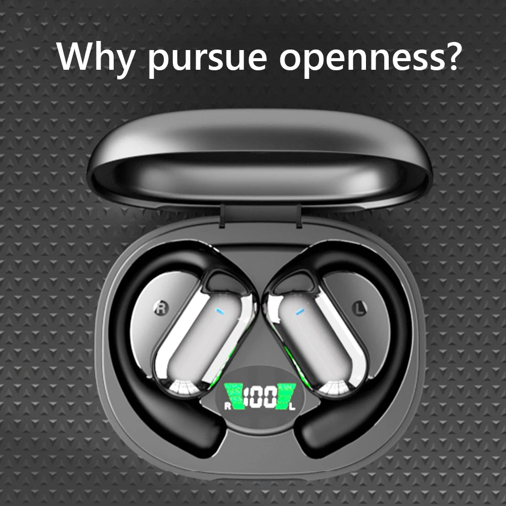 BT 5.3 AI Translation Earbuds with Ear Hook Translator Headphones Open Ear Headphones for Running Fitness Learning Accessories