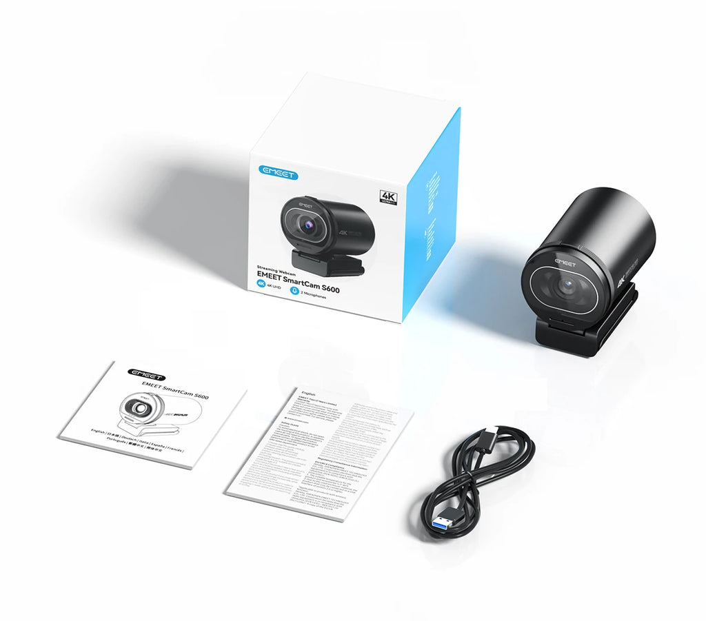 4K Webcam 1080P 60FPS Streaming Web Camera EMEET S600 Autofocus Living Stream Camera With Mics&Privacy Cover for Tiktok/YouTube