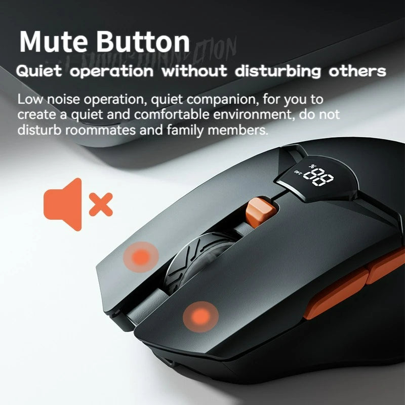 2.4G Bluetooth wireless mouse screen display power 600mAh large capacity battery, light tone buttons for gaming and office
