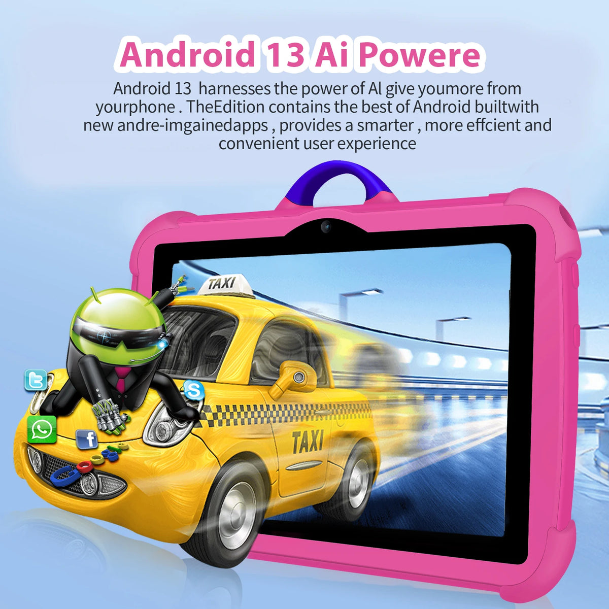 New 7 Inch 5G WiFi Kids Tablet For Study Education Quad Core 4GB RAM 64GB ROM WiFi Tablets With Portable Case For Children Gifts