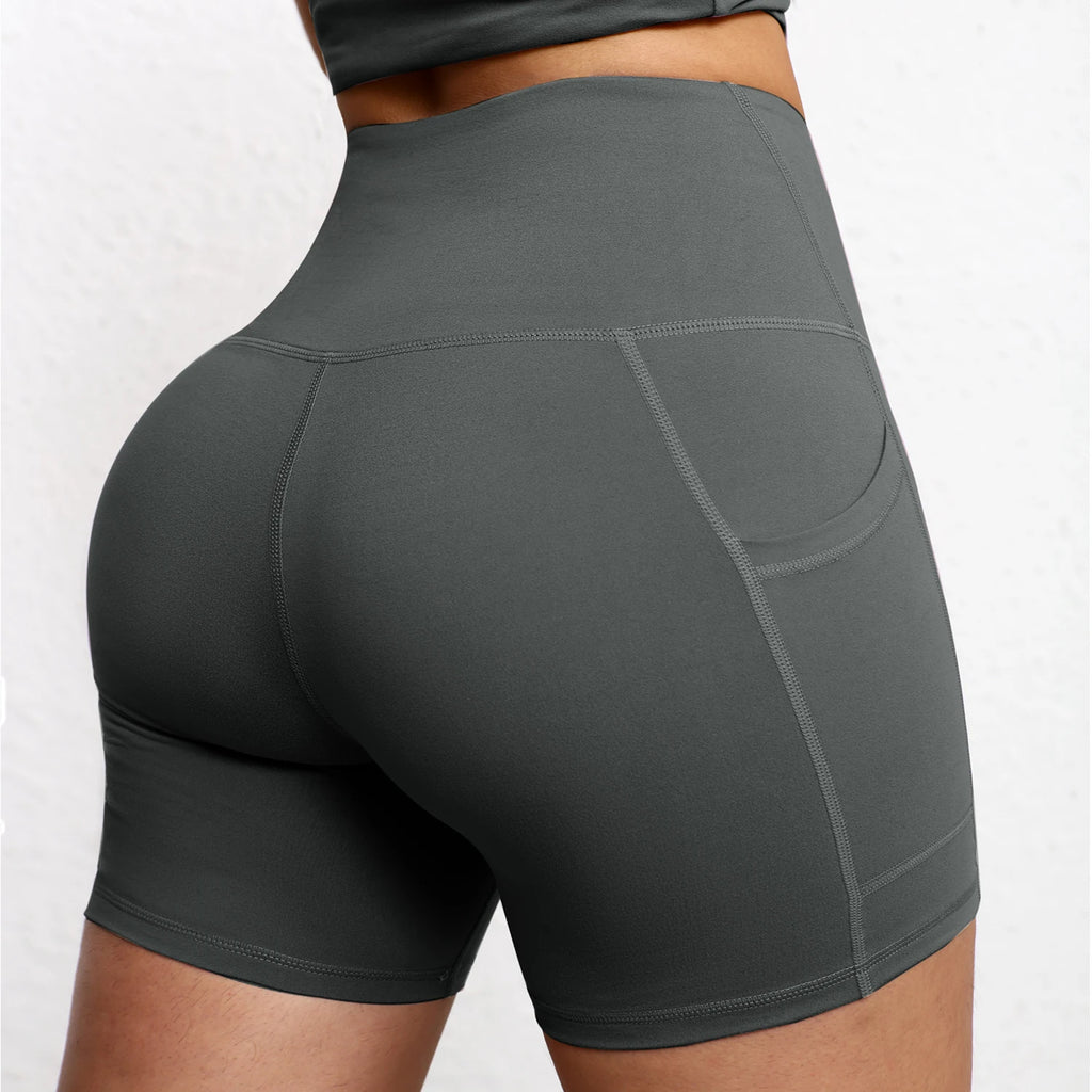 Women High Waist Pocket Yoga Sport Biker Shorts Leggings For Fitness Lift Hips Running Workout Yoga Pant