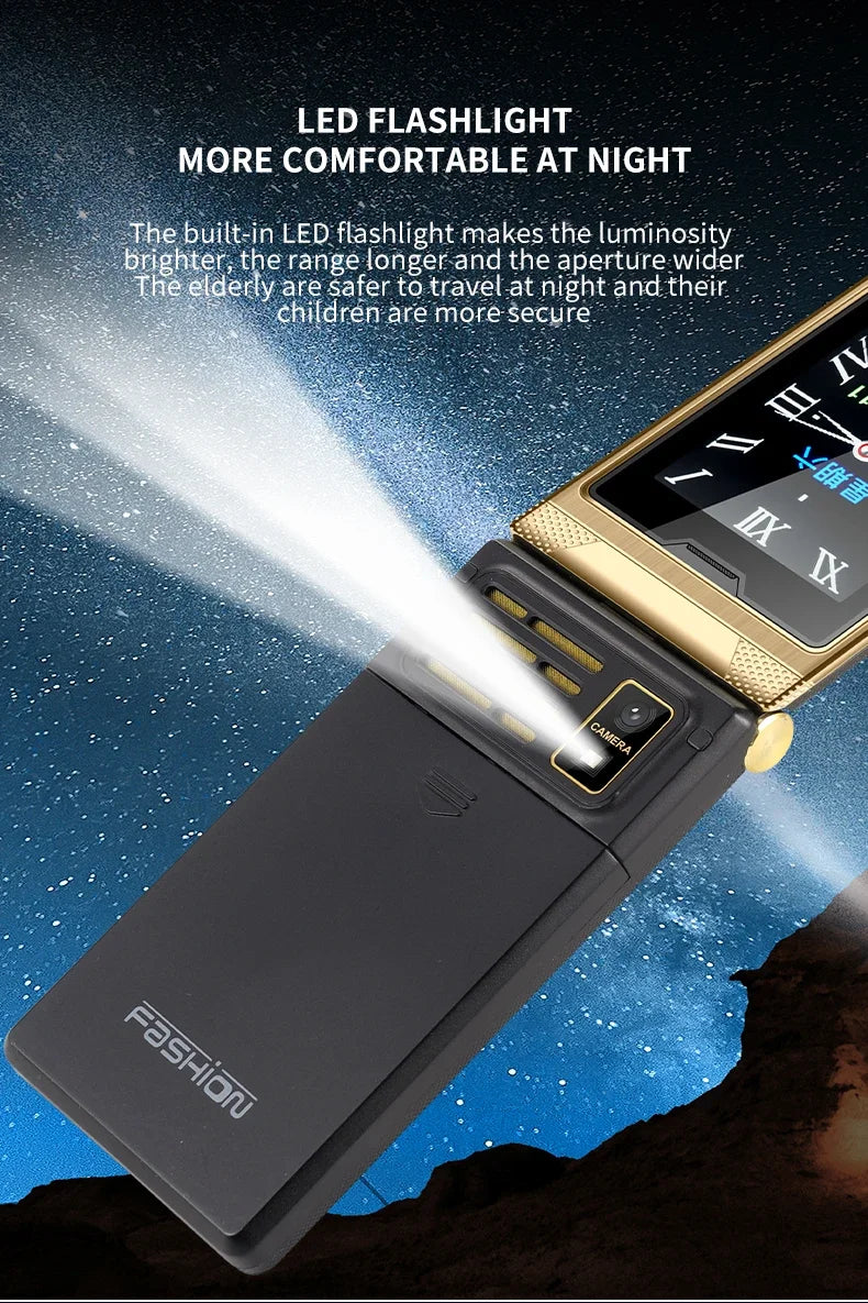 YeeMI G10 4G Rugged Feature Phone Big Button Full Band Flip Phone Dual SIM Dual Screen 1800mAh Big Battery Cellphone For Elderly
