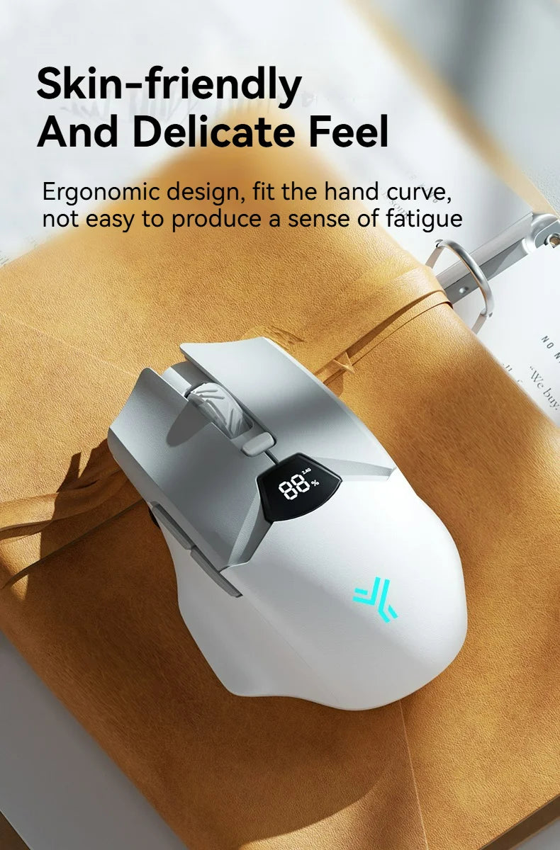 2.4G Bluetooth wireless mouse screen display power 600mAh large capacity battery, light tone buttons for gaming and office