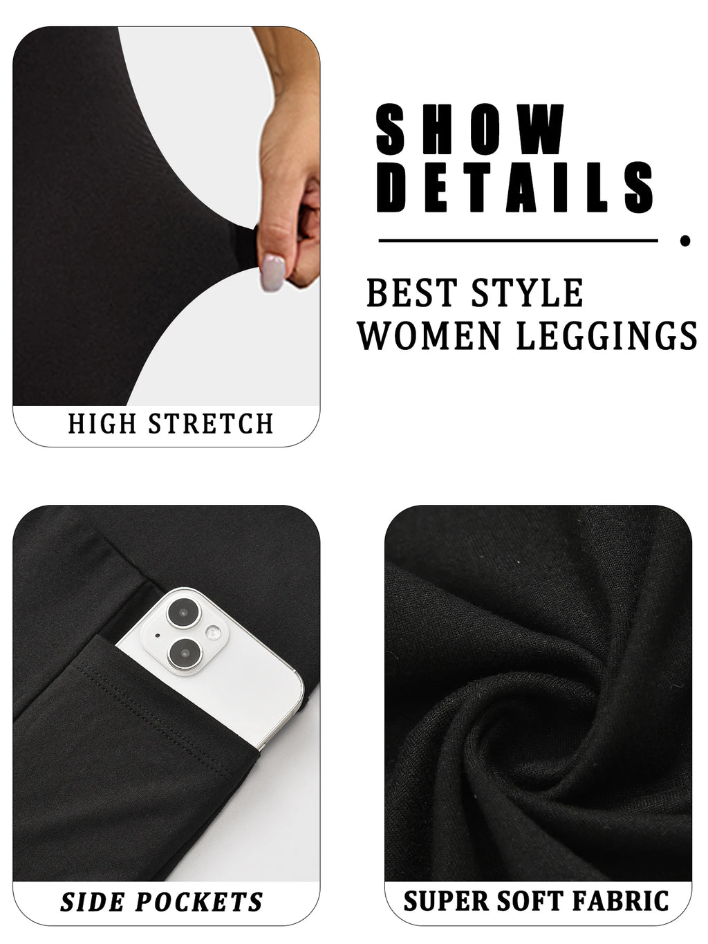 Women's Super Soft Leggings with Pockets, High Waisted Tummy Control for Yoga Workout and Casual Lounge Wear Comfort