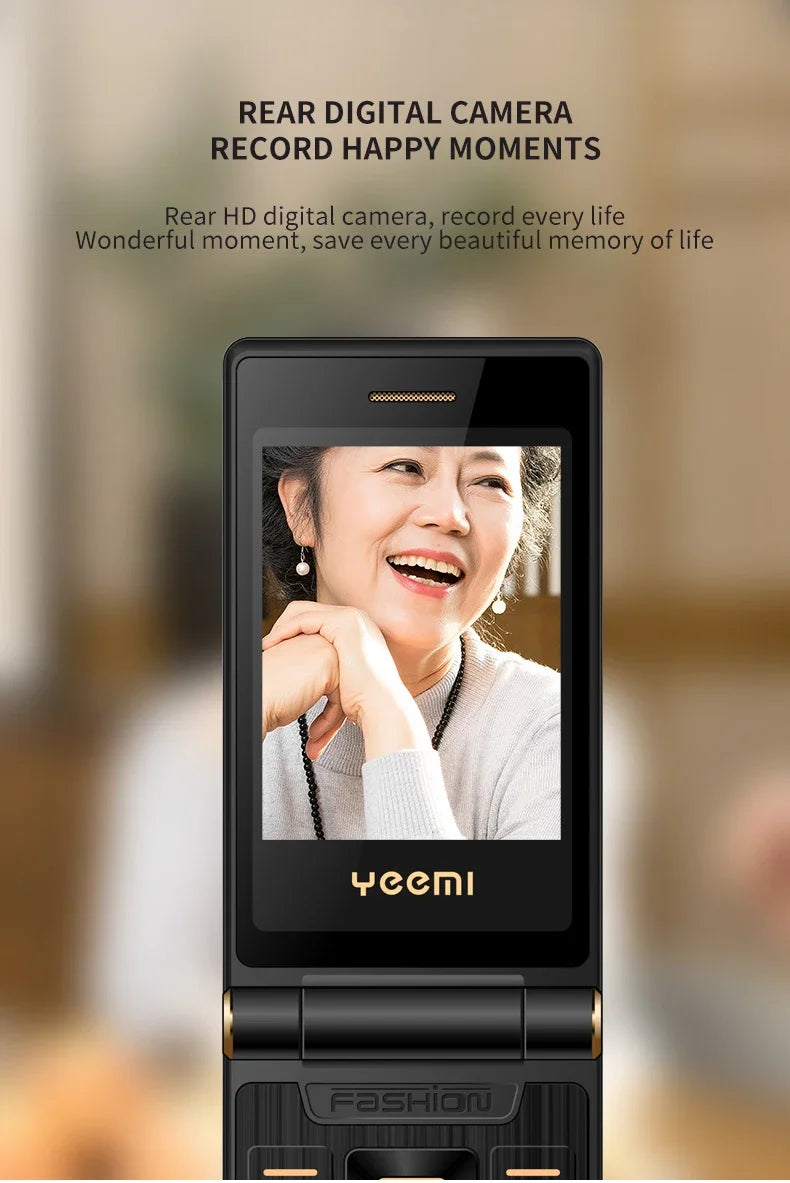 YeeMI G10 4G Rugged Feature Phone Big Button Full Band Flip Phone Dual SIM Dual Screen 1800mAh Big Battery Cellphone For Elderly