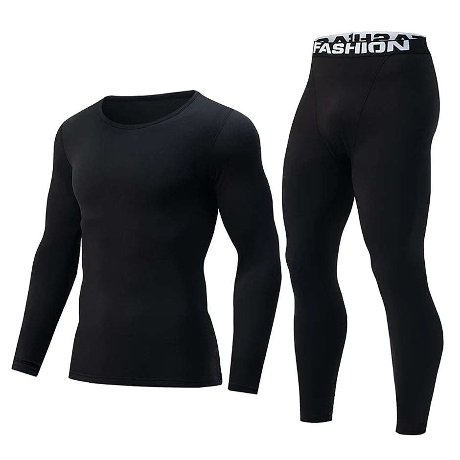 2-piece Autumn And Winter Solid Color Fashionable Casual Base Set Slim Fit Sports Fitness Long Sleeved Pants Warm Underwear Set
