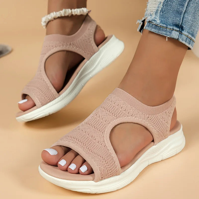 Women Summer Shoes 2025 New Mesh Fish Platform Sandals Women's Open Toe Wedge Sandals Ladies Light Casual Shoes Zapatillas Muje