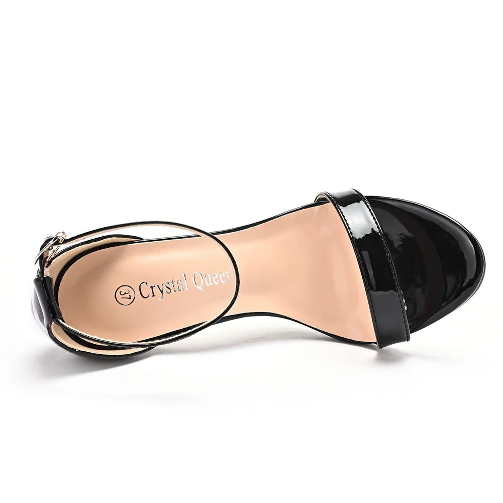 Plus Size 35-46 Shoes for Women Summer Pumps Sandals Wedding Party Evening Buckle Strap PU High Heel Shoes Sandalias De Mujer