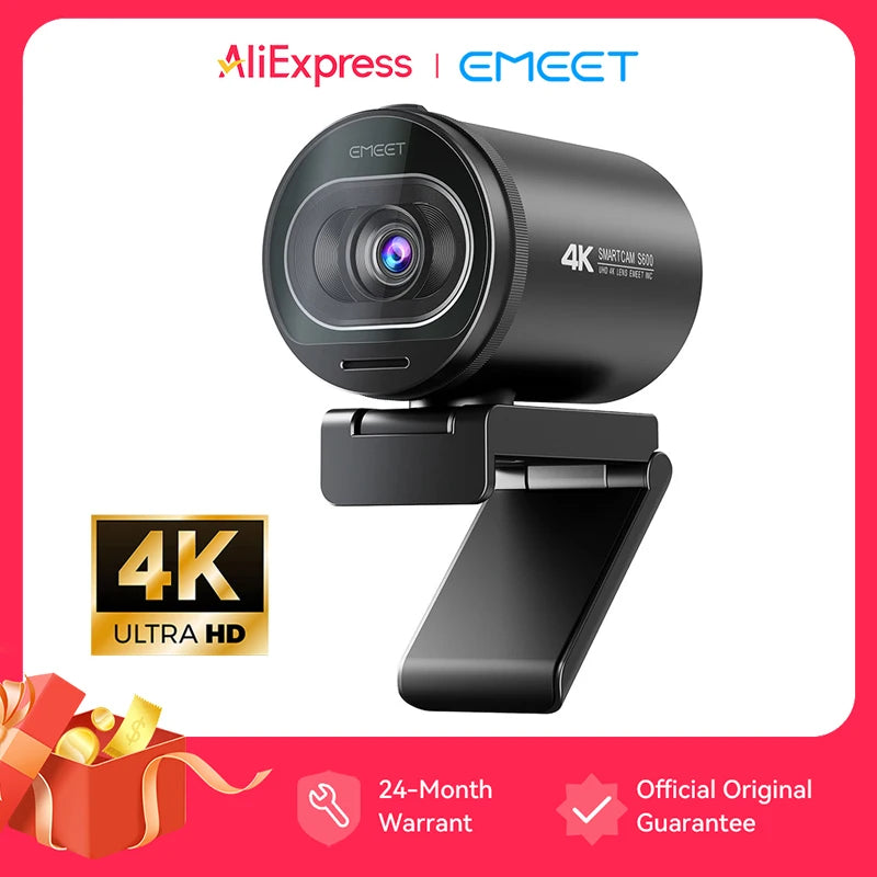 4K Webcam 1080P 60FPS Streaming Web Camera EMEET S600 Autofocus Living Stream Camera With Mics&Privacy Cover for Tiktok/YouTube