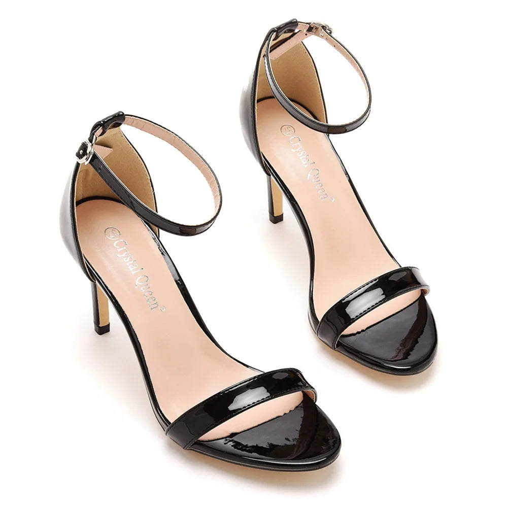 Plus Size 35-46 Shoes for Women Summer Pumps Sandals Wedding Party Evening Buckle Strap PU High Heel Shoes Sandalias De Mujer