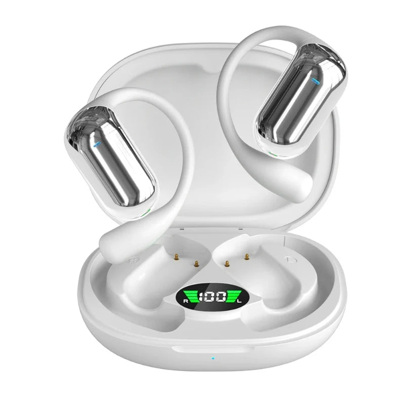 BT 5.3 AI Translation Earbuds with Ear Hook Translator Headphones Open Ear Headphones for Running Fitness Learning Accessories