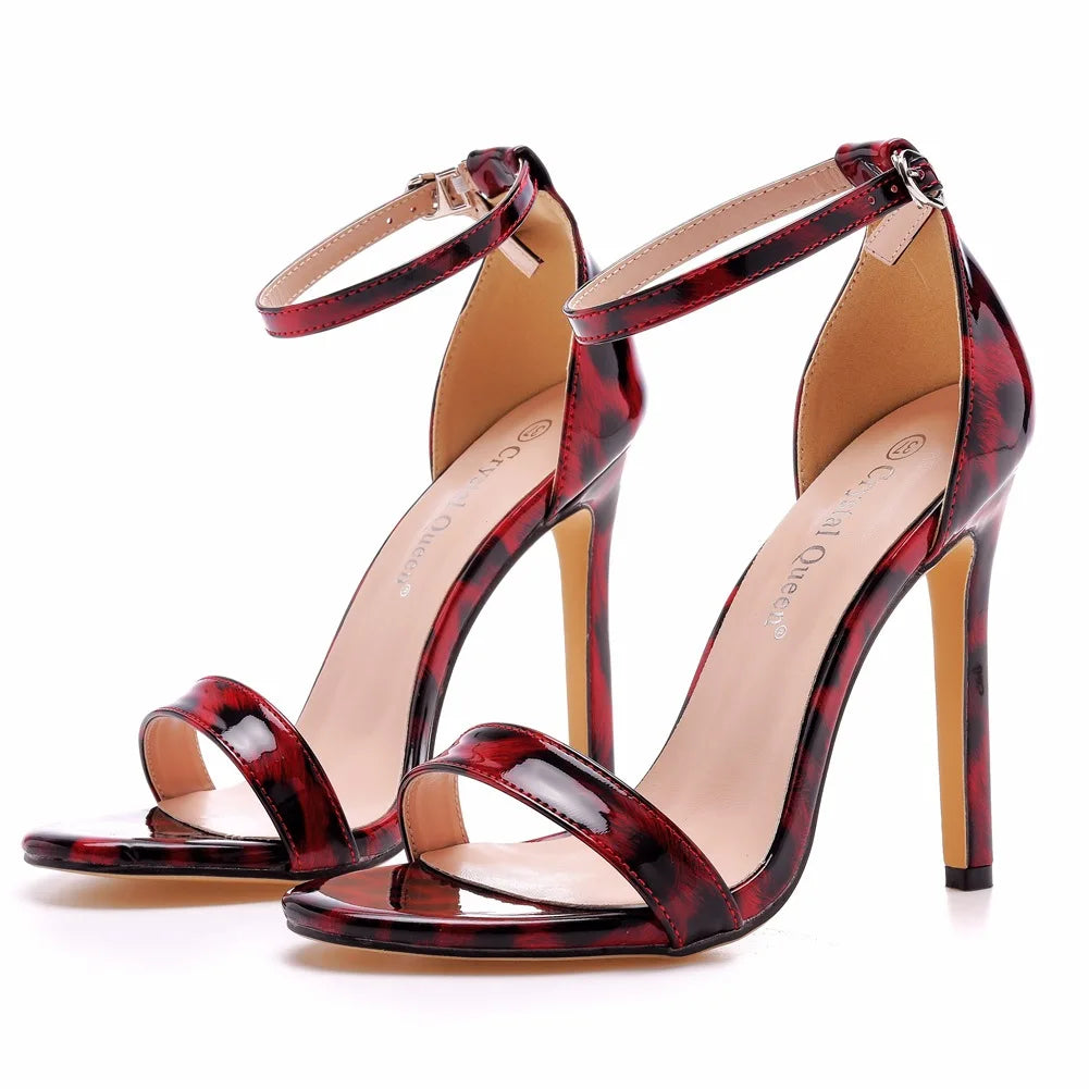 Plus Size 35-46 Shoes for Women Summer Pumps Sandals Wedding Party Evening Buckle Strap PU High Heel Shoes Sandalias De Mujer