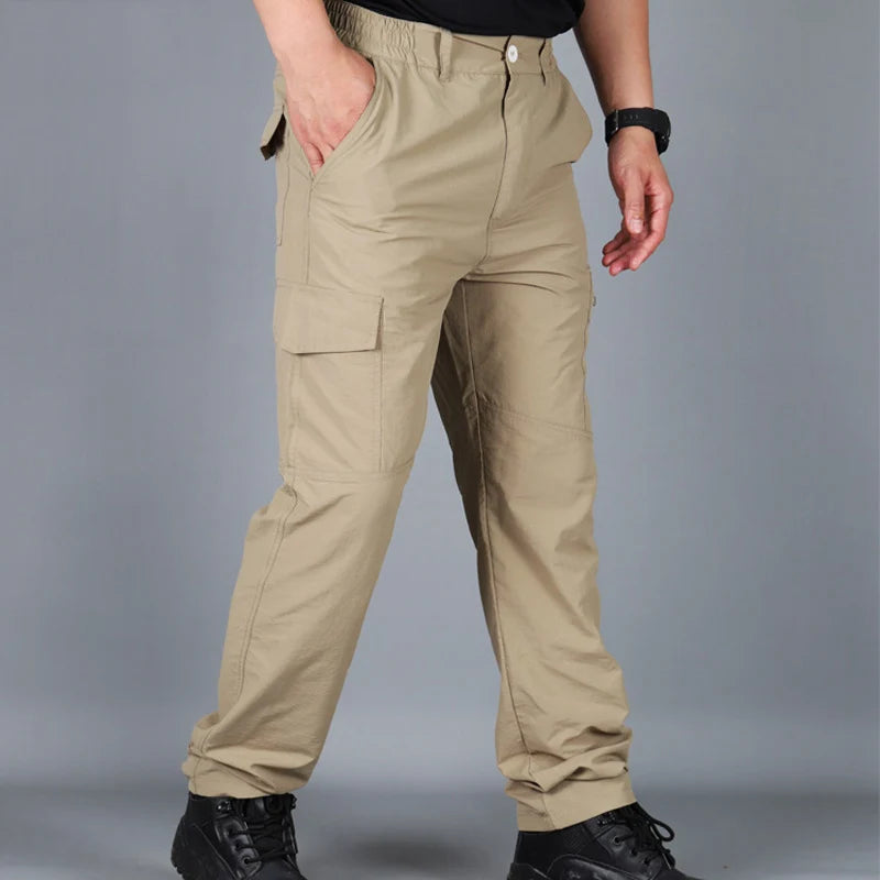 Summer Casual Lightweight Army Military Long Trousers Male Waterproof Quick Dry Cargo Camping Overalls Breathable Tactical Pants