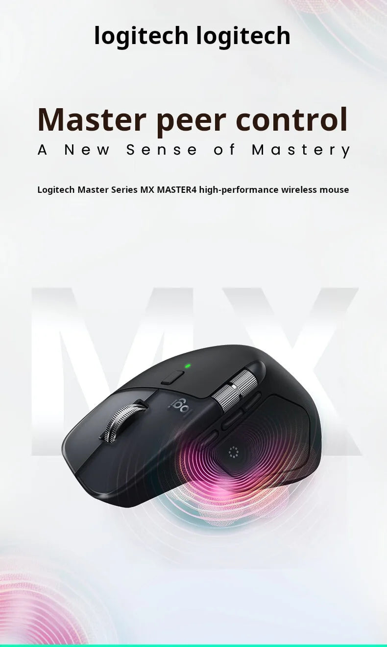 Logitech MX Master 4 Wireless Bluetooth Mouse, Silent Office Mouse, Upgraded Graphite Black w/ Wireless Receiver