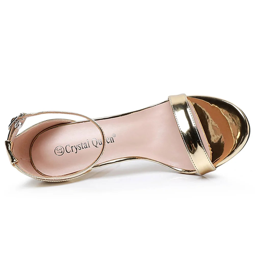 Plus Size 35-46 Shoes for Women Summer Pumps Sandals Wedding Party Evening Buckle Strap PU High Heel Shoes Sandalias De Mujer