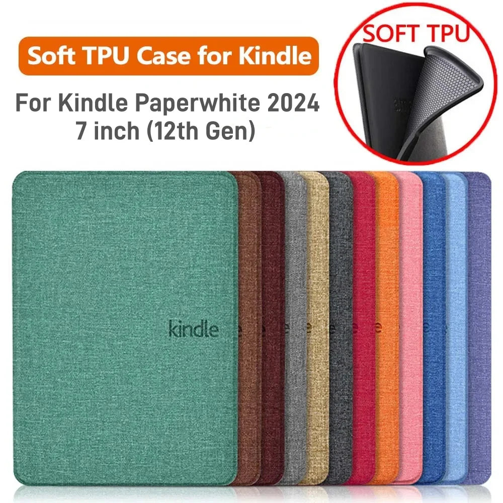 Smart Case For Kindle Paperwhite 12th Generation case 2024 Soft TPU Silicone Cover for Kindle Paperwhite 2024 7 inch (12th Gen)