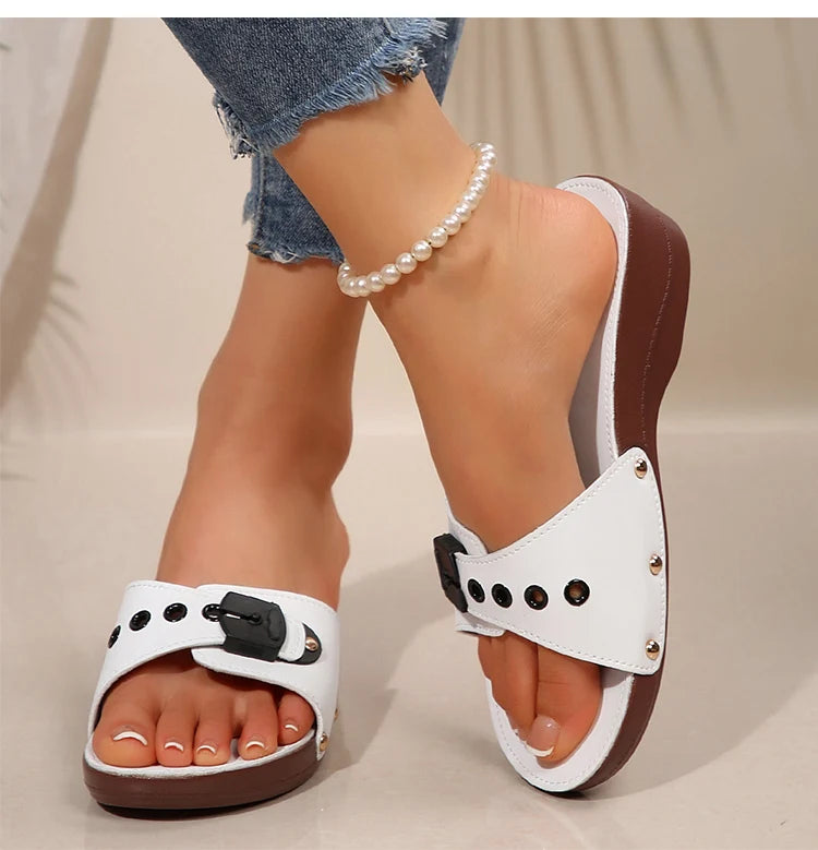 Women's Sandals Luxury Heels Shoes For Summer Woman Sandals Soft Wedges Heeled Sandalias Mujer 2026 Sandals Summer Slippers
