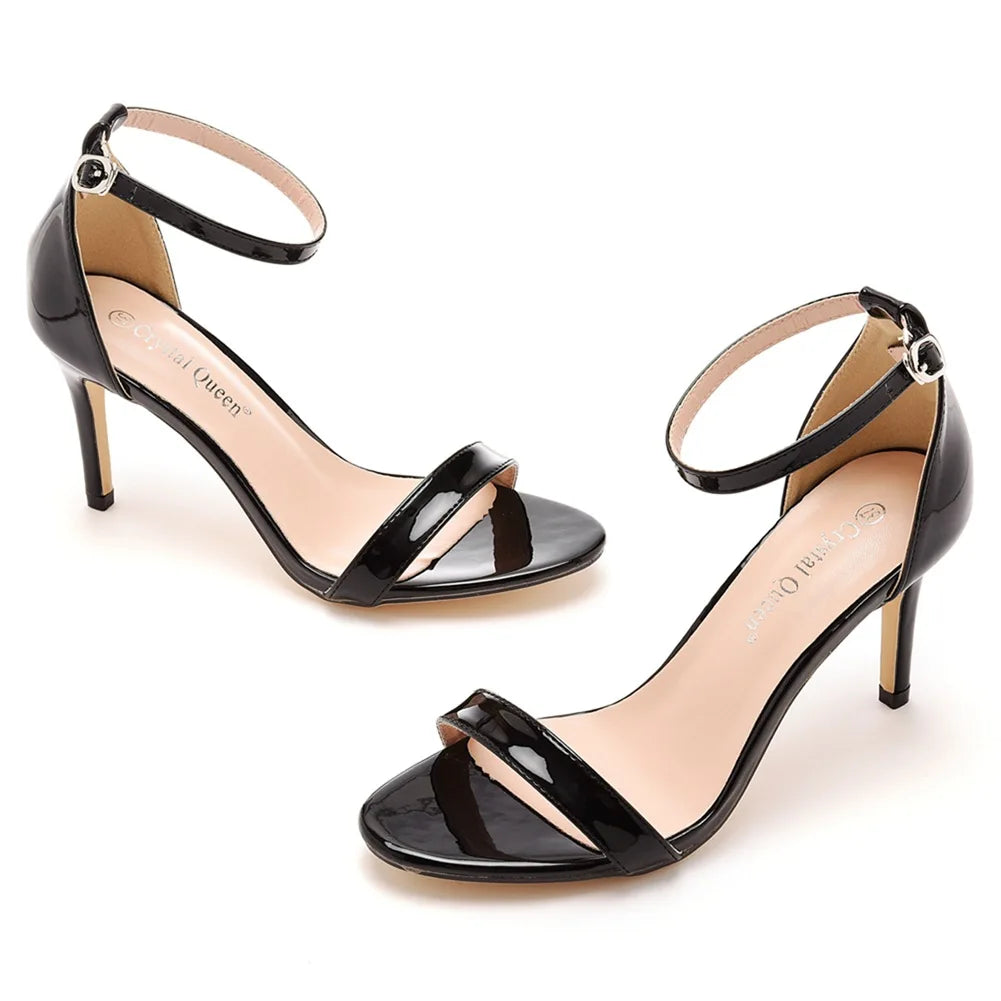Plus Size 35-46 Shoes for Women Summer Pumps Sandals Wedding Party Evening Buckle Strap PU High Heel Shoes Sandalias De Mujer