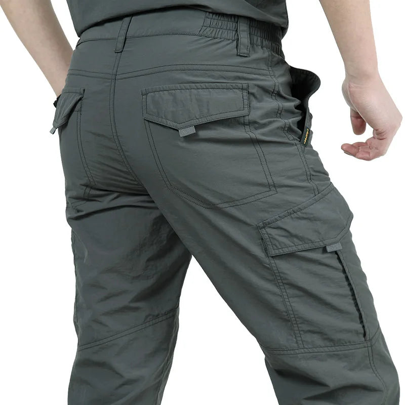Summer Casual Lightweight Army Military Long Trousers Male Waterproof Quick Dry Cargo Camping Overalls Breathable Tactical Pants