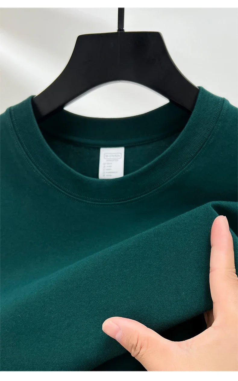 100% Pure Cotton Summer High-end Brand Men's Short Sleeve Round Neck Fashionable Style Half Sleeved Top Breathable T-shirt