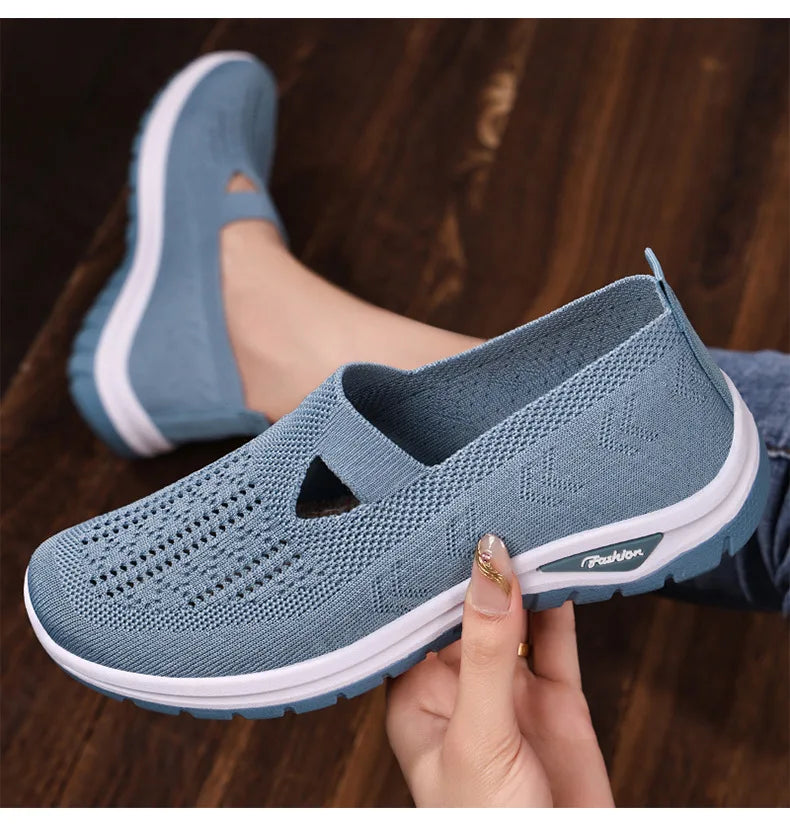 2025 New Mesh Women Vulcanized Shoes High Quality Women Sneakers Slip On Flats Shoes Women Loafers Plus Size 42 Walking Flat