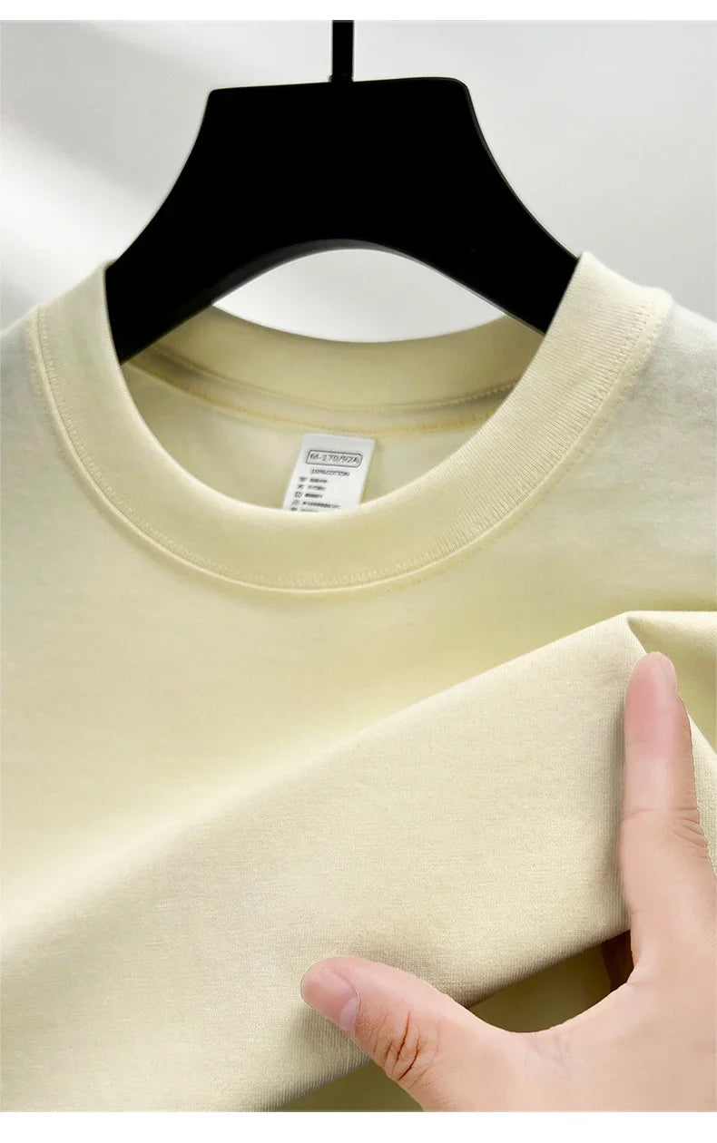 100% Pure Cotton Summer High-end Brand Men's Short Sleeve Round Neck Fashionable Style Half Sleeved Top Breathable T-shirt