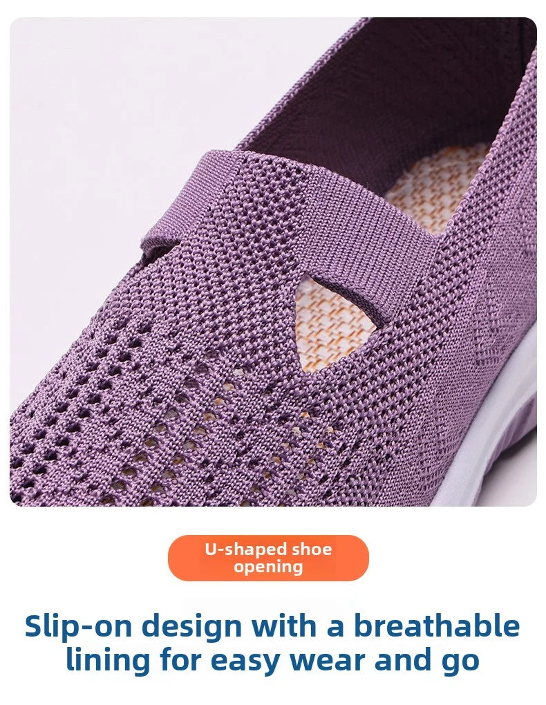 2025 New Mesh Women Vulcanized Shoes High Quality Women Sneakers Slip On Flats Shoes Women Loafers Plus Size 42 Walking Flat