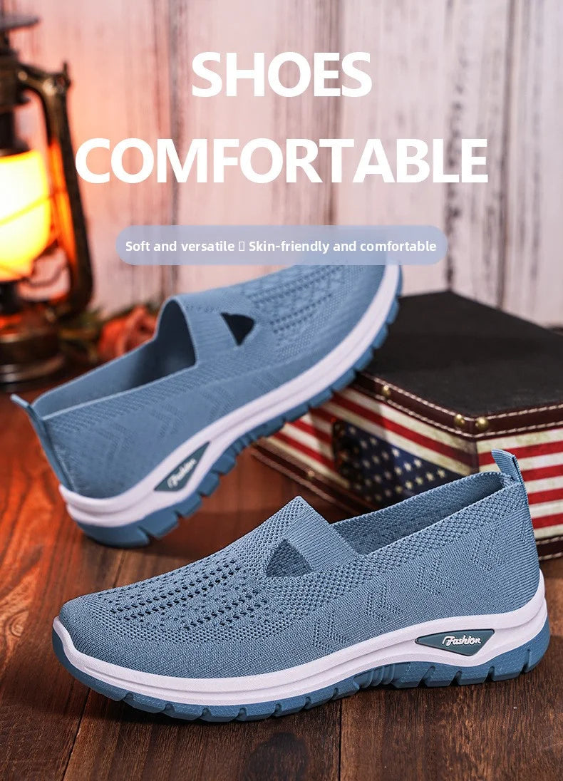 2025 New Mesh Women Vulcanized Shoes High Quality Women Sneakers Slip On Flats Shoes Women Loafers Plus Size 42 Walking Flat