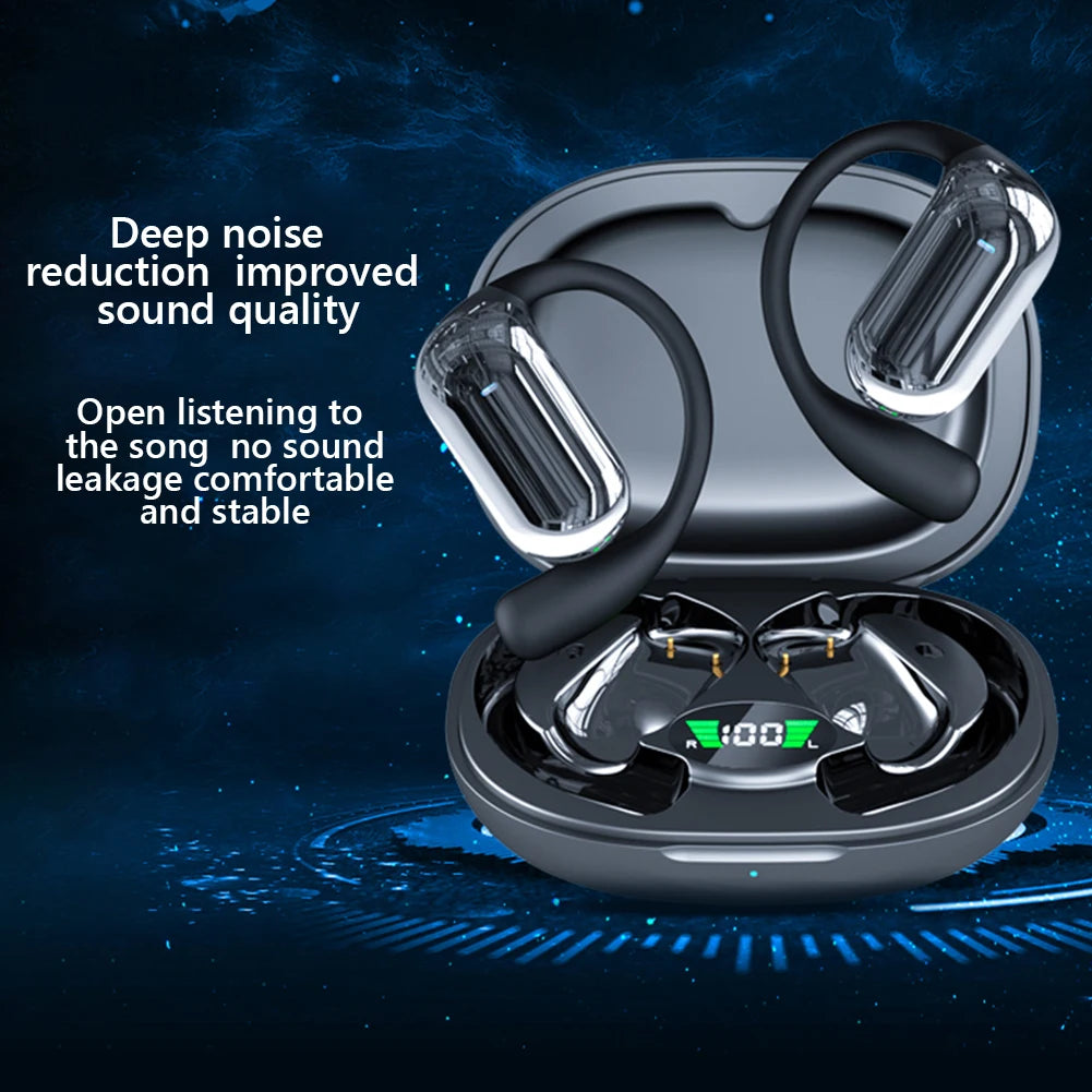 BT 5.3 AI Translation Earbuds with Ear Hook Translator Headphones Open Ear Headphones for Running Fitness Learning Accessories