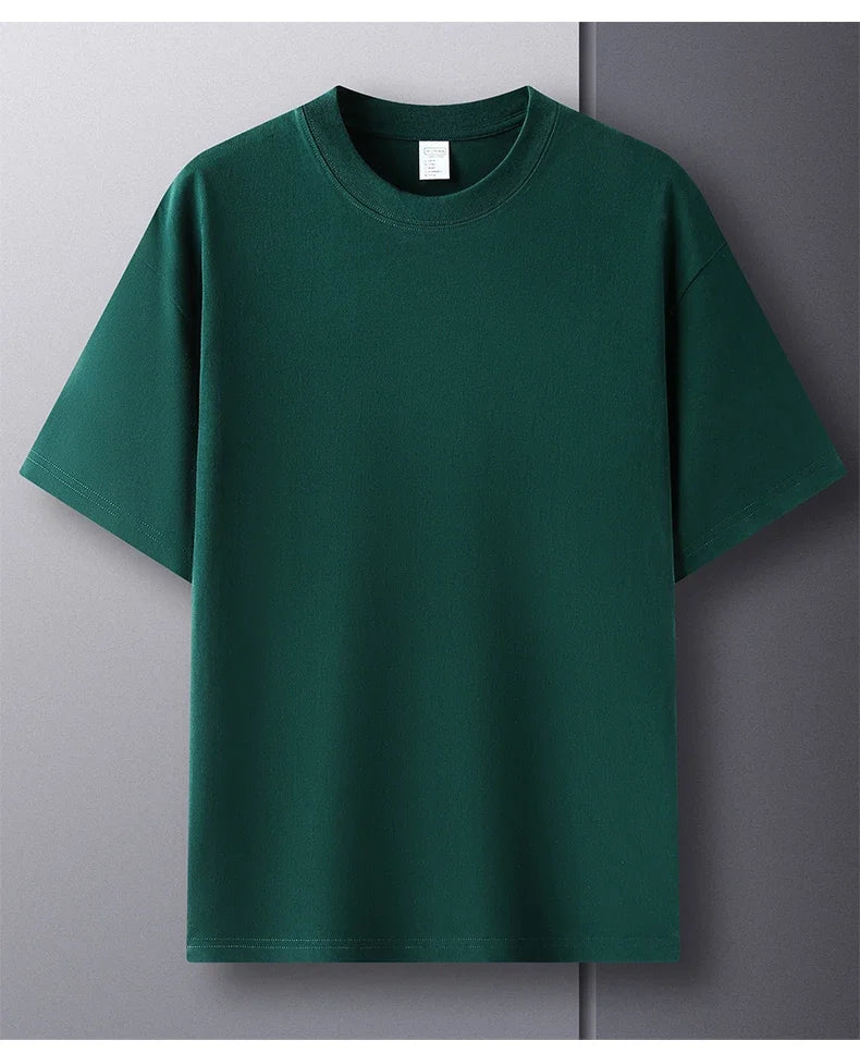 100% Pure Cotton Summer High-end Brand Men's Short Sleeve Round Neck Fashionable Style Half Sleeved Top Breathable T-shirt
