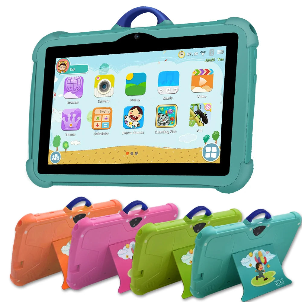 New 7 Inch 5G WiFi Kids Tablet For Study Education Quad Core 4GB RAM 64GB ROM WiFi Tablets With Portable Case For Children Gifts