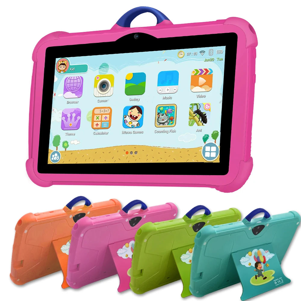 New 7 Inch 5G WiFi Kids Tablet For Study Education Quad Core 4GB RAM 64GB ROM WiFi Tablets With Portable Case For Children Gifts