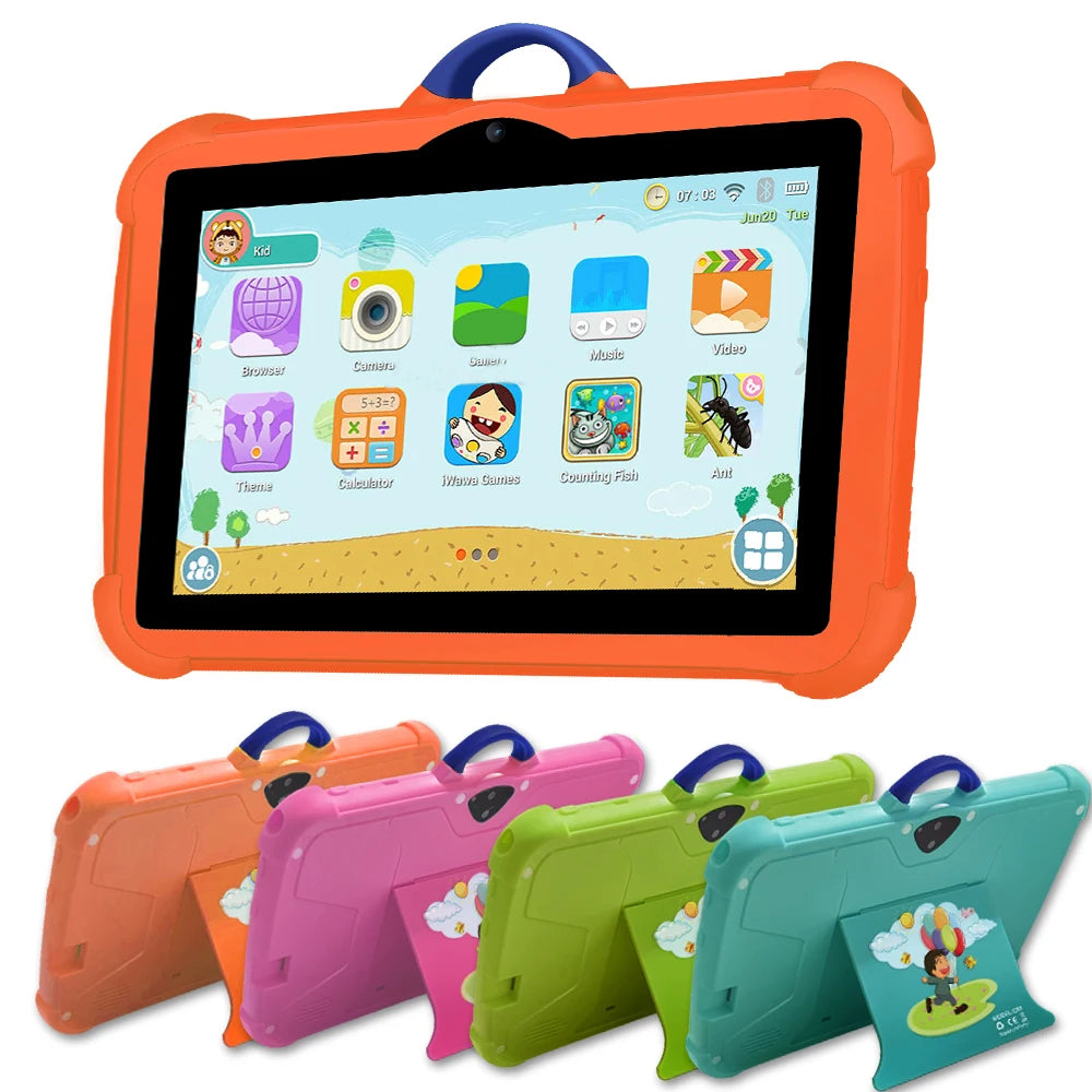 New 7 Inch 5G WiFi Kids Tablet For Study Education Quad Core 4GB RAM 64GB ROM WiFi Tablets With Portable Case For Children Gifts