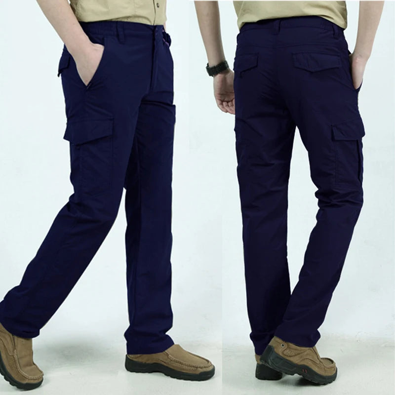 Summer Casual Lightweight Army Military Long Trousers Male Waterproof Quick Dry Cargo Camping Overalls Breathable Tactical Pants