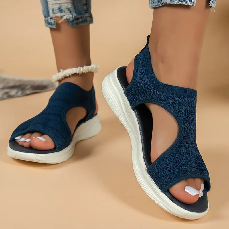 Women Summer Shoes 2025 New Mesh Fish Platform Sandals Women's Open Toe Wedge Sandals Ladies Light Casual Shoes Zapatillas Muje