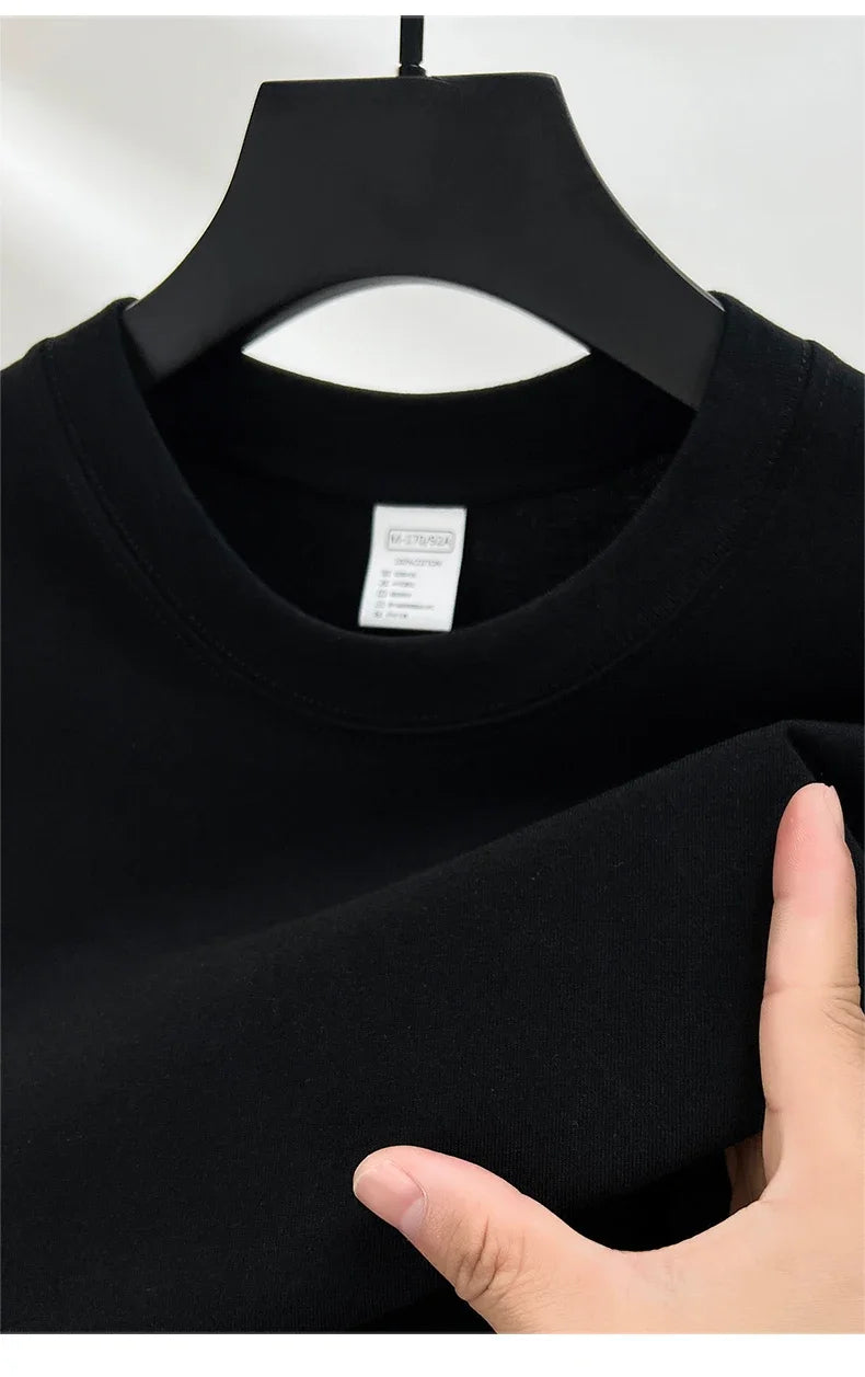 100% Pure Cotton Summer High-end Brand Men's Short Sleeve Round Neck Fashionable Style Half Sleeved Top Breathable T-shirt